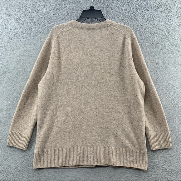 Madewell Women 100% Merino Wool Beige Chunky V-Neck Fall Cardigan Sweater Size L - Picture 7 of 9